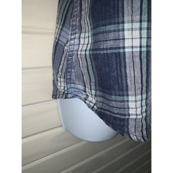 Maurices Sz LARGE Double Cloth Shirt Button Up Blue Plaid Pocket 100% Cotton EUC - Picture 5 of 10